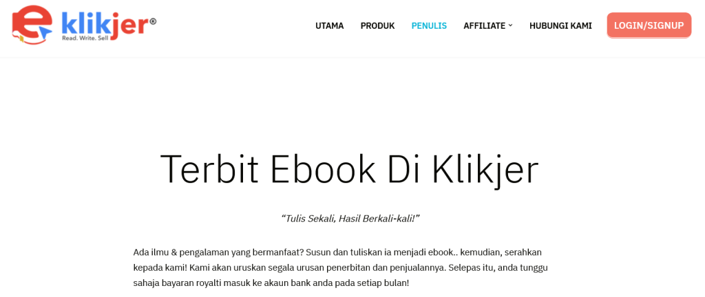 klikjer berperanan sebagai syarikat yang menerbitkan ebook 